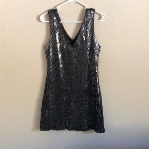 Sequined silver mini dress
